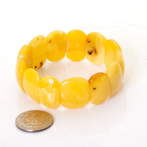 Real BALTIC AMBER Bracelet, Royal White Amber Bracelet, Egg Yolk Amber 25.3 gram - Picture 5 of 11